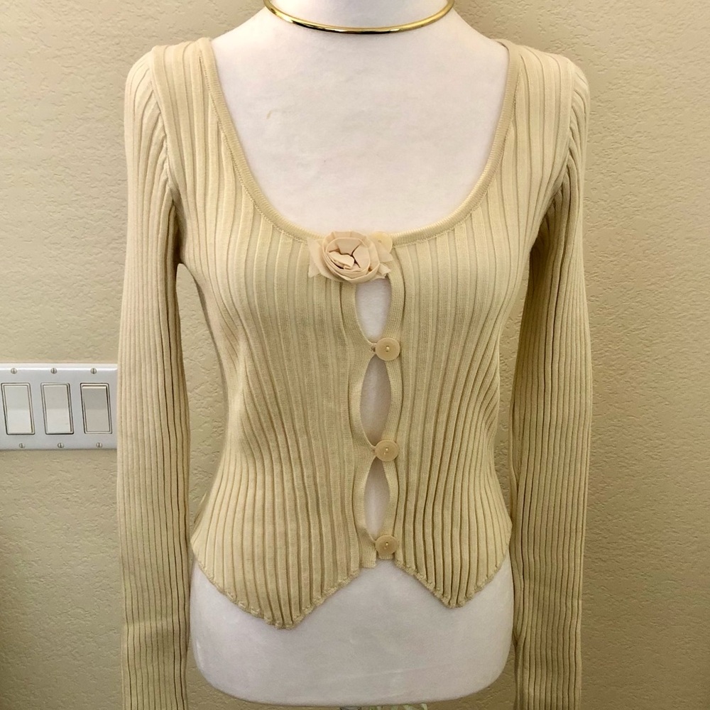 Kimchi Blue Ivory Ribbed Cardigan